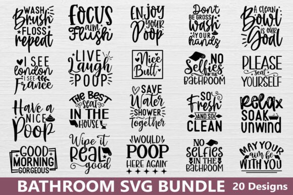Bathroom SVG Bundle for Crafts and Graphics