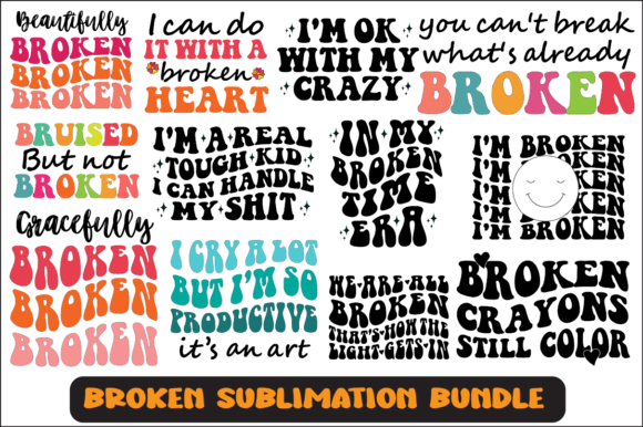 Broken Svg Sublimation Design Bundle for Graphics and Crafts