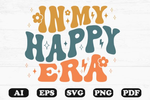 In My Happy Era Retro Wavy Svg T-shirt for Graphics and Crafts